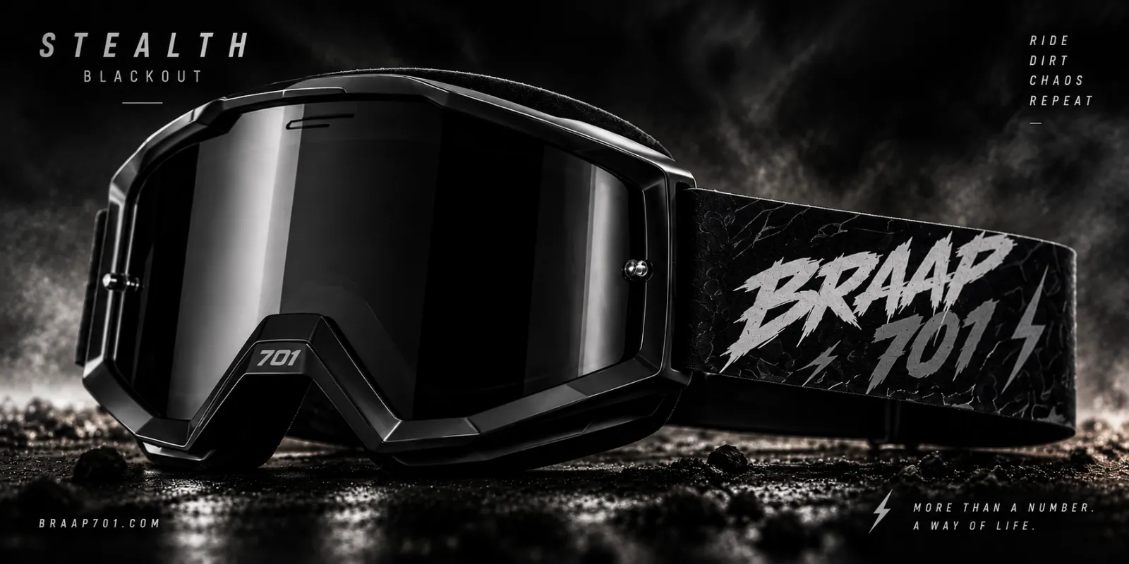 Braap 701 goggles — Stealth Blackout